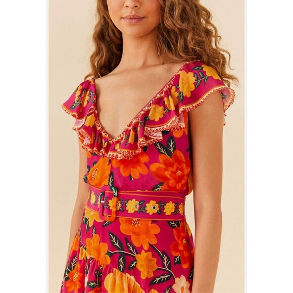 Farm Rio Flowers Tapestry Pink Mini Dress - Size Medium - NWOT - Picture 5 of 11